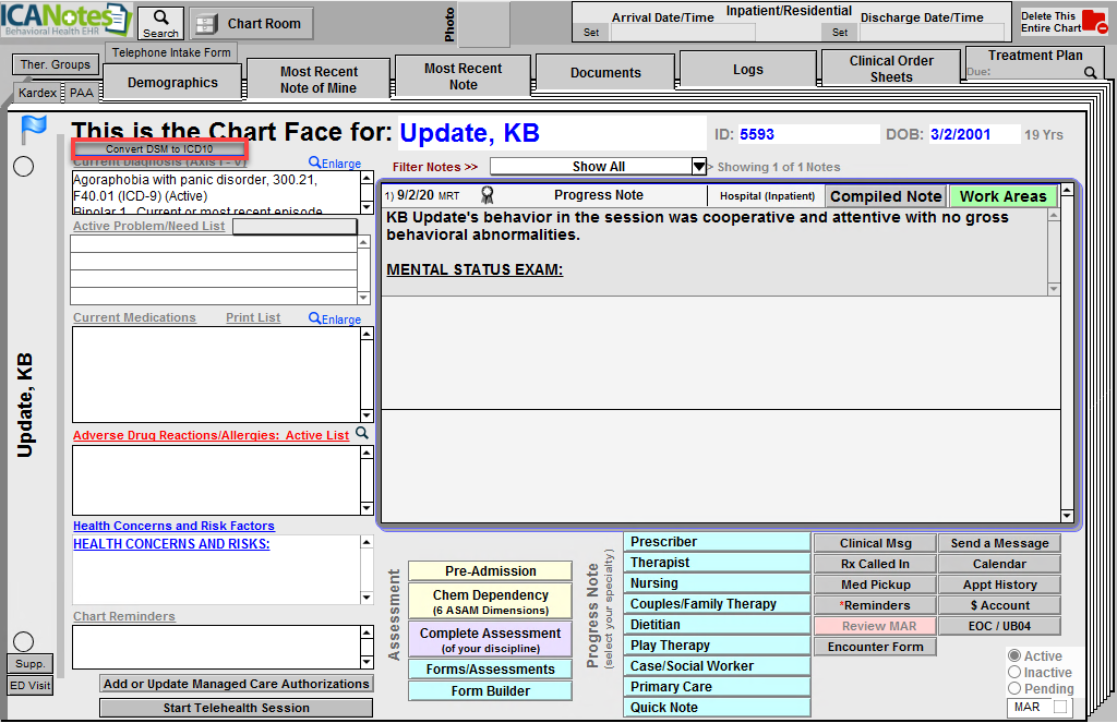 Convert Dsm To Icd10 From Chart Face Icanotes Customer Hub
